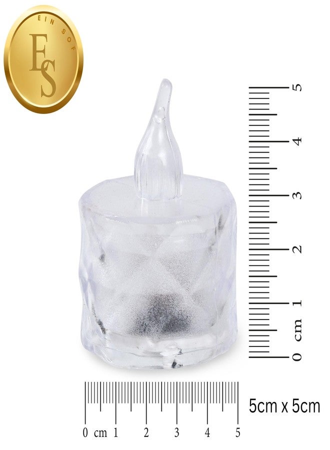 Ein Sof 6 Pcs Flameless and Smokeless Decorative Unscented Crystal Candles Transparent Acrylic Led Tea Light Candle for Decoration (6 Pieces, Yellow, 5 cm) - Image 5